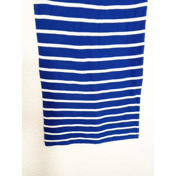 NWT Mango Striped Knitted Midi Skirt Size Medium Blue White Stretch - Picture 8 of 12